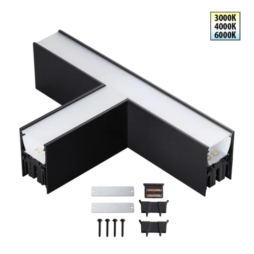 Светильник соединитель «Т» с переключателем цветовой темперетуры Fatto 359611 Novotech чёрный на 1 лампу, основание чёрное в стиле хай-тек современный 