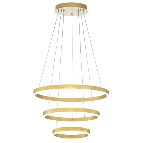 Люстра подвесная LED с пультом Дуэт CL719652 Citilux золотая на 1 лампа, основание золотое в стиле современный хай-тек кольца с пультом фото 2