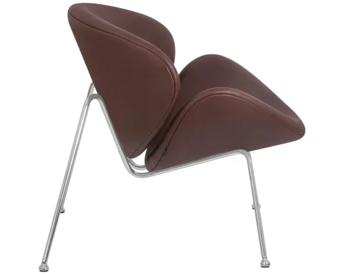 Кресло дизайнерское 72-LMO EMILY, цвет сиденья коричневый (YP5), цвет основания хромированная сталь Dobrin, коричневый/винил, ножки/металл/хром, размеры - ****810*780 фото 3