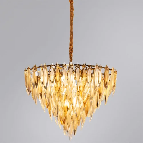 Люстра подвесная Cabrera 3509/01 LM-15 Divinare янтарная прозрачная на 15 ламп, основание золотое в стиле современный  фото 2