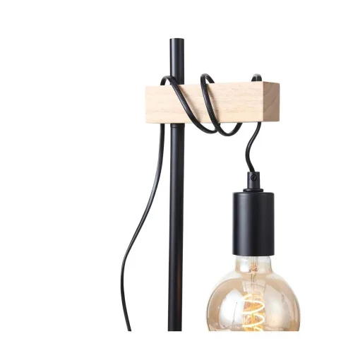 Настольная лампа лофт Bagetti SL1142.404.01 Evoluce без плафона 1 лампа, основание чёрное бежевое металл дерево в стиле лофт  фото 4