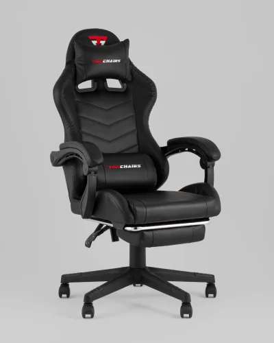 Кресло спортивное TopChairs Prophet с оттоманкой, черный УТ000039479 Stool Group, чёрный/текстиль, ножки/полимер/чёрный, размеры - 1250*1350***68*