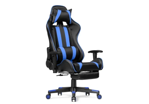 Компьютерное кресло Corvet black / blue 15465 Woodville, синий чёрный/искусственная кожа, ножки/пластик/чёрный, размеры - *1350***540* фото 2
