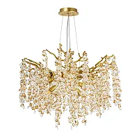 Люстра подвесная Salice 3134/01 SP-8 Divinare прозрачная янтарная на 8 ламп, основание золотое в стиле модерн флористика ветви