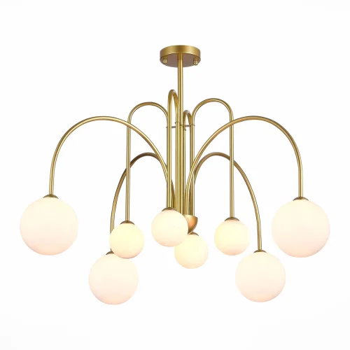 Люстра потолочная Jineto SL1204.202.08 ST-Luce белая на 8 ламп, основание золотое в стиле современный шар фото 2