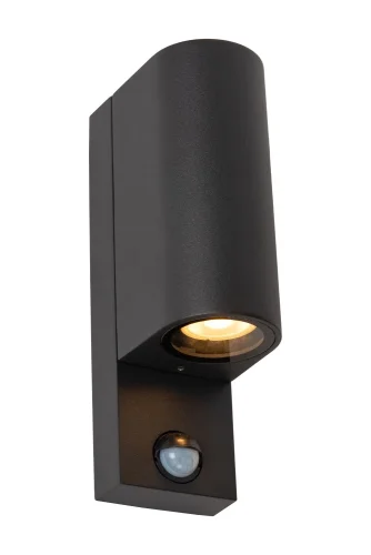 Настенный светильник Zaro Ir 69803/02/30 Lucide уличный IP65 чёрный 2 лампы, плафон чёрный в стиле современный GU10