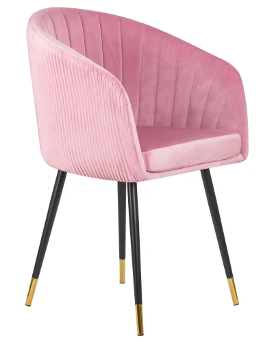 Стул обеденный 7305-LM MARY, цвет сиденья розовый (1922-16) Dobrin, розовый/велюр, ножки/металл/чёрный, размеры - ****510*510 фото 2