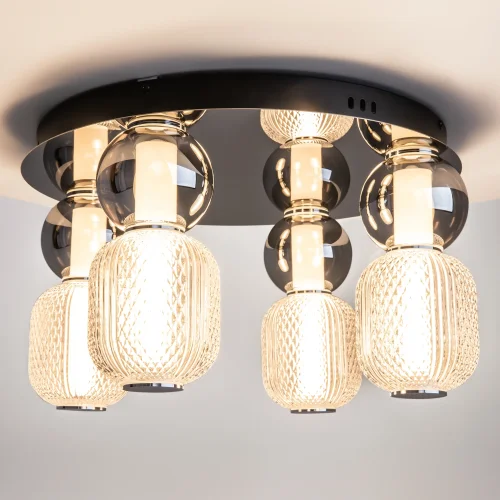 Люстра потолочная LED Drop MOD273CL-L60CH3K Maytoni прозрачная янтарная на 1 лампу, основание хром в стиле арт-деко современный фото 8