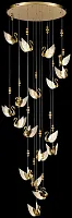 Люстра подвесная LED с пультом Letizia WE466.18.306 Wertmark золотая на 18 ламп, основание золотое в стиле модерн каскад птички с пультом