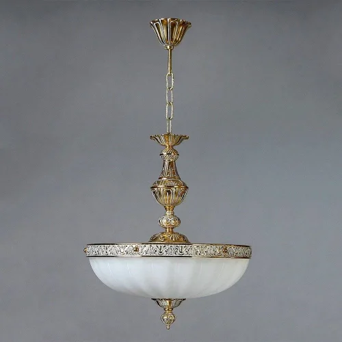 Люстра подвесная  LUGO 8539 WP AMBIENTE by BRIZZI белая на 6 ламп, основание бронзовое в стиле классический 