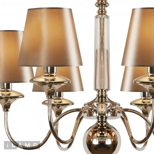Люстра подвесная Rolling P2406-6 Nickel iLamp коричневая на 6 ламп, основание никель в стиле классический современный фото 3 Люстра подвесная Rolling P2406-6 Nickel iLamp коричневая на 6 ламп, основание никель в стиле классический современный фото 3