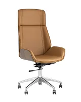 Кресло руководителя TopChairs Crown NEW, коричневое УТ000031356 Stool Group, коричневый/экокожа, ножки/металл/хром, размеры - ****600*640