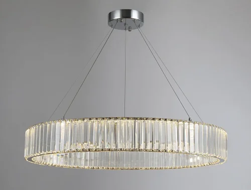 Люстра подвесная LED 8440/80 chrome Newport прозрачная на 1 лампу, основание хром в стиле американский современный классический кольца