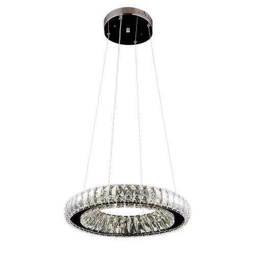 Люстра подвесная LED с пультом Arbora OML-03803-60 Omnilux прозрачная на 1 лампа, основание хром в стиле хай-тек с пультом кольца
