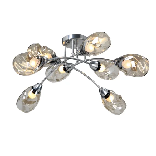 Люстра потолочная V4925-9/8PL Vitaluce янтарная на 8 ламп, основание хром в стиле арт-деко фото 3