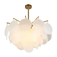 Люстра потолочная Lerici OML-67407-06 Omnilux белая на 6 ламп, основание золотое в стиле современный 