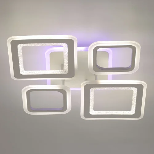 Люстра потолочная LED с пультом Мадлен 424013805 DeMarkt белая на 1 лампа, основание белое в стиле хай-тек с пультом квадраты фото 2