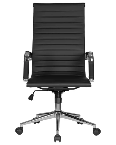 Офисное кресло для руководителей  101B-LMR CLARK SIMPLE, цвет чёрный Dobrin, чёрный/экокожа, ножки/металл/хром, размеры - 1090*1150***680*680 фото 6