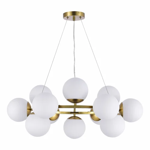 Люстра подвесная Fratta SLE1191-203-12 Evoluce белая на 12 ламп, основание золотое в стиле современный шар фото 2