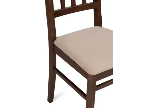 Деревянный стул Мириел темный орех / сливочный раф 527066 Woodville, бежевый/ткань, ножки/массив березы дерево/орех, размеры - ****450*500 фото 6