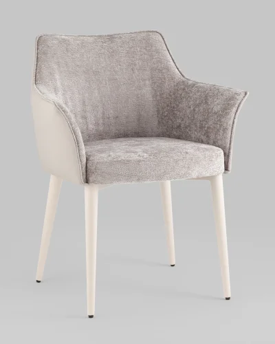 Стул обеденный Feston, слоновая кость, букле с экокожей УТ000039028 Stool Group, бежевый/экокожа букле, ножки/металл/белый, размеры - *780**** фото 2