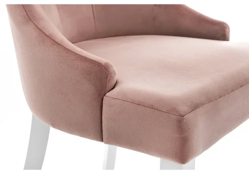 Стул Elegance white / terracotta 11583 Woodville, розовый терракотовый/велюр, ножки/массив гевеи/белый, размеры - ****520*580 фото 12