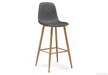 Барный стул Capri dark gray / wood 15132 Woodville, серый/велюр, ножки/металл/натуральный, размеры - ****435*490