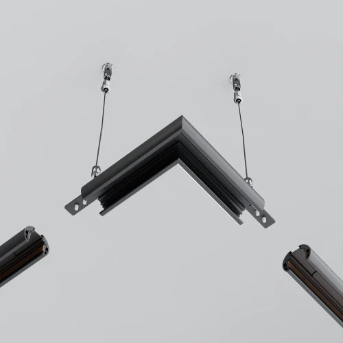 Коннектор угловой для круглого низкопрофильного шинопровода Magnetic track system Exility TRAM034CL-R-41B Maytoni чёрный в стиле хай-тек современный для светильников серии Magnetic track system Exility exility тонкая магнитная фото 5