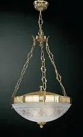 Люстра подвесная  L 6112/3 Reccagni Angelo прозрачная белая на 3 лампы, основание золотое в стиле классический 