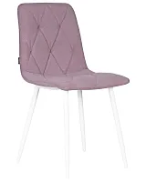 Стул обеденный  006 DOBRIN CHILLY ROMBO, цвет сиденья лавандовый Simple 48, цвет основания белый Dobrin, розовый сиреневый/велюр, ножки/металл/белый, размеры - ****460*550
