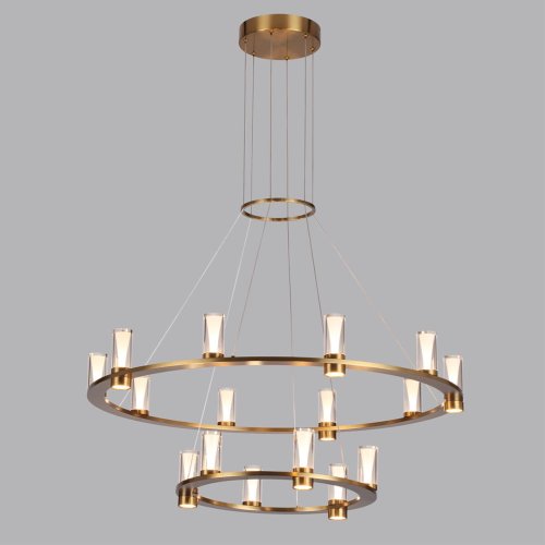 Люстра подвесная LED Defance 7144/110L Odeon Light прозрачная на 16 ламп, основание бронзовое в стиле современный классический кольца фото 4