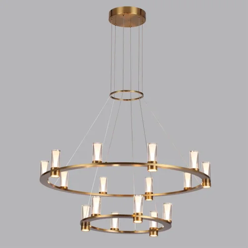 Люстра подвесная Defance 7144/110L Odeon Light прозрачная на 16 ламп, основание бронзовое в стиле классический современный кольца фото 4