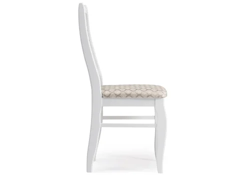 Деревянный стул Киприан белый / бежевый 450676 Woodville, бежевый/ткань, ножки/дерево/белый, размеры - ****420*500 фото 3