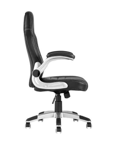 Кресло спортивное TopChairs Genesis, черное УТ000004556 Stool Group, чёрный/экокожа, ножки/металл/хром, размеры - ****625*660 фото 4