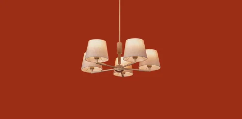 Люстра на штанге Butler FR2057PL-05BG Freya бежевая на 5 ламп, основание бежевое в стиле кантри американский классический фото 7