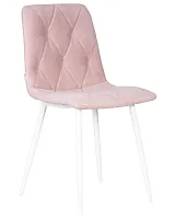 Стул обеденный  006 DOBRIN CHILLY ROMBO, цвет сиденья розовый Simple 03, цвет основания белый Dobrin, розовый/велюр, ножки/металл/белый, размеры - ****460*550