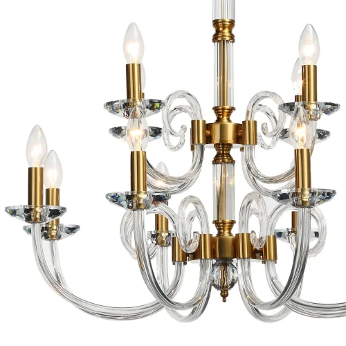 Люстра подвесная Glass 1050/03/12P Stilfort прозрачная на 12 ламп, основание золотое в стиле классический  фото 3
