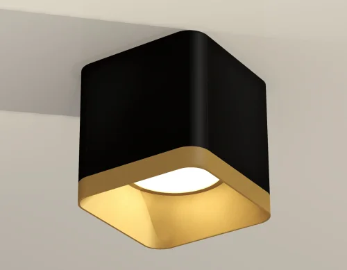 Светильник накладной XS7806004 Ambrella light золотой чёрный 1 лампа, основание чёрное в стиле хай-тек современный квадратный фото 3