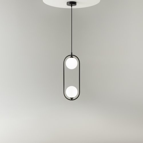 Светильник подвесной Ring MOD013PL-02B Maytoni белый на 2 лампы, основание чёрное в стиле современный шар фото 9