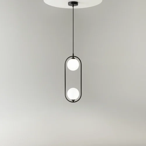 Светильник подвесной Ring MOD013PL-02B Maytoni белый на 2 лампы, основание чёрное в стиле современный шар фото 9 Светильник подвесной Ring MOD013PL-02B Maytoni белый на 2 лампы, основание чёрное в стиле современный шар фото 9