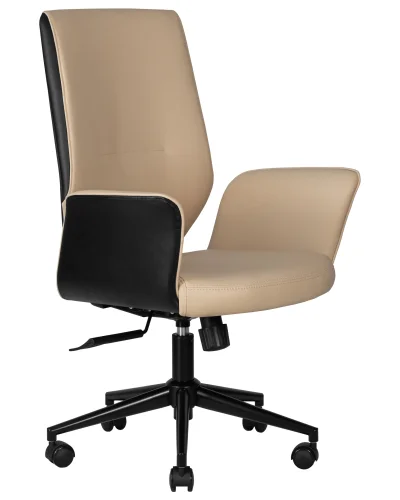Офисное кресло для руководителя 127B-LMR MAXWELL, цвет кремово-черный Dobrin, кремовый чёрный/экокожа, ножки/металл/чёрный, размеры - 1000*1100***640*610 фото 2