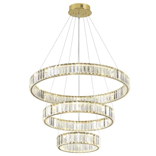 Люстра подвесная LED Vekia 5015/88L Odeon Light прозрачная на 1 лампа, основание золотое в стиле современный кольца фото 3