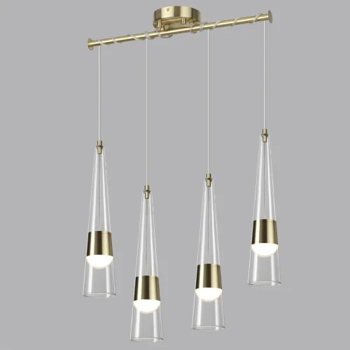 Светильник подвесной LED Lump 5043/42L Odeon Light прозрачный 1 лампа, основание золотое в стиле современный каскад трубочки фото 4