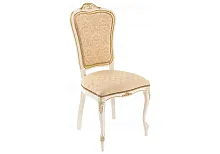 Деревянный стул Руджеро патина золото / бежевый комби 318603 Woodville, золотой/ткань, ножки/массив бука дерево/бежевый, размеры - ****500*560