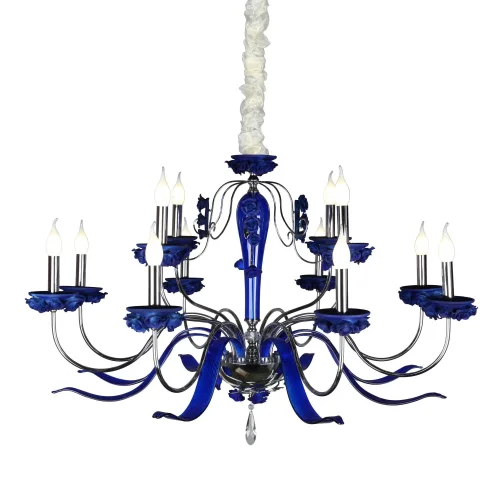 Люстра подвесная Muntiggioni OML-70403-12 Omnilux без плафона на 12 ламп, основание синее хром в стиле классика 