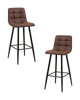 Стул барный набор 2 шт. SET-2 8078-LML NICOLE, цвет сиденья коричневая микрофибра (PK-03), черные матовые ножки Dobrin, /микрофибра, ножки/металл/чёрный, размеры - *1050***430*520