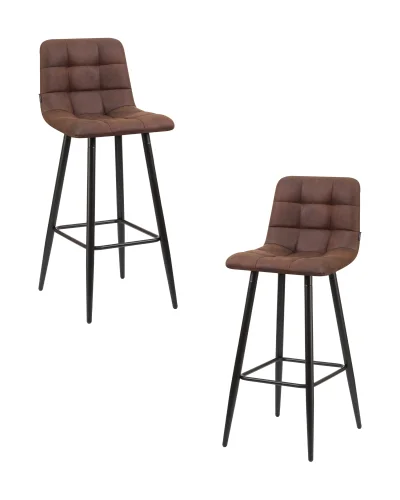 Стул барный набор 2 шт. SET-2 8078-LML NICOLE, цвет сиденья коричневая микрофибра (PK-03), черные матовые ножки Dobrin, /микрофибра, ножки/металл/чёрный, размеры - *1050***430*520