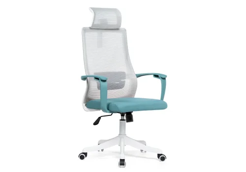 Компьютерное кресло More gray / blue / white 15798 Woodville, серый голубой/ткань, ножки/пластик/белый, размеры - *1380***640*600