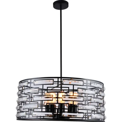 Светильник подвесной Ariscani 3006/00/08P Stilfort прозрачный чёрный 8 ламп, основание чёрное в стиле лофт 
