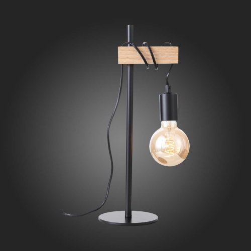 Настольная лампа лофт Bagetti SL1142.404.01 Evoluce без плафона 1 лампа, основание чёрное бежевое металл дерево в стиле лофт  фото 2